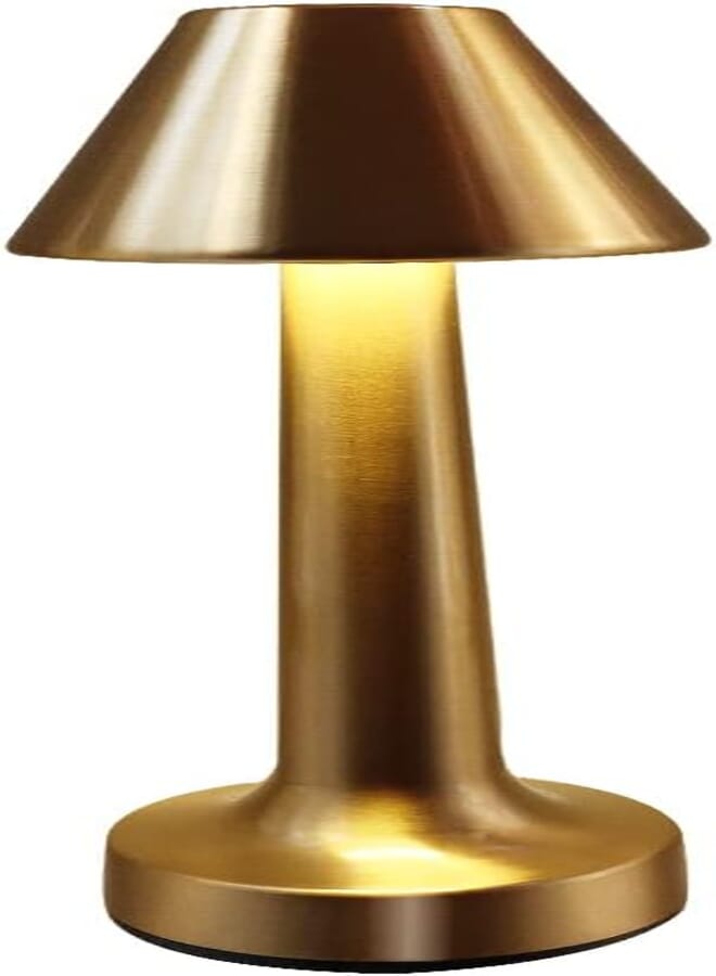 Padom Rechargeable Cordless Table Lamp Portable Battery Operated Lamp Touch 3 Way Dimmable Metal Industrial Gold Bedside Night Light Lamps for Bedroom, Living Dining Room Restaurant Bar Hotel (GOLD)